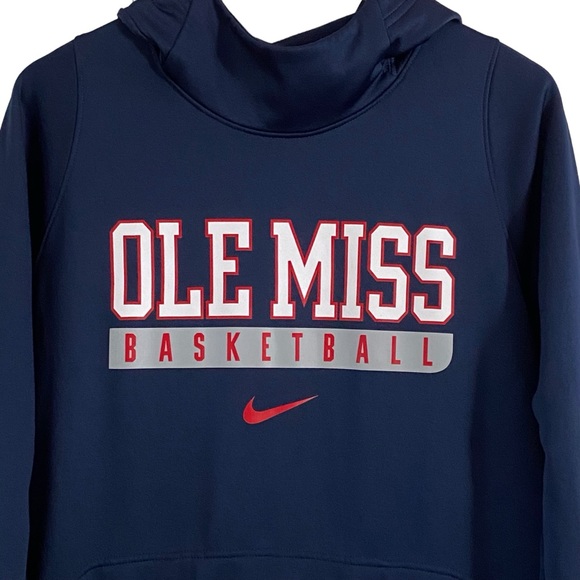 Ole Miss Hoodie NIKE Therma Fit Sweatshirt Basketball Navy Blue Size Large - Picture 2 of 8